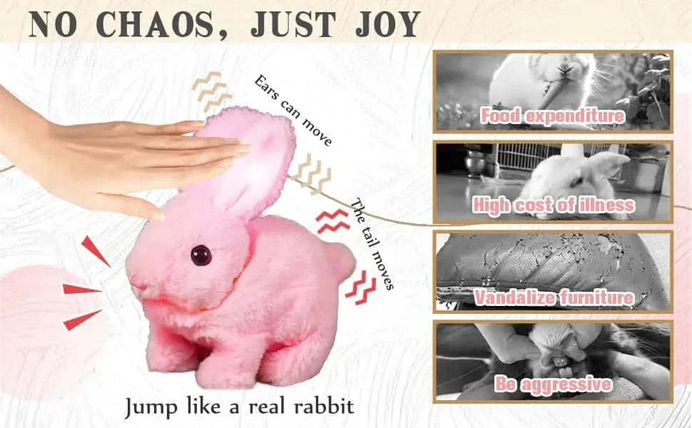 SnuggleHop Interactive Plush Bunny – Hops, Wiggles Ears, Touch - Activated, PP Cotton, Leash Included - GiftWave.co