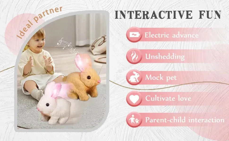 SnuggleHop Interactive Plush Bunny – Hops, Wiggles Ears, Touch - Activated, PP Cotton, Leash Included - GiftWave.co