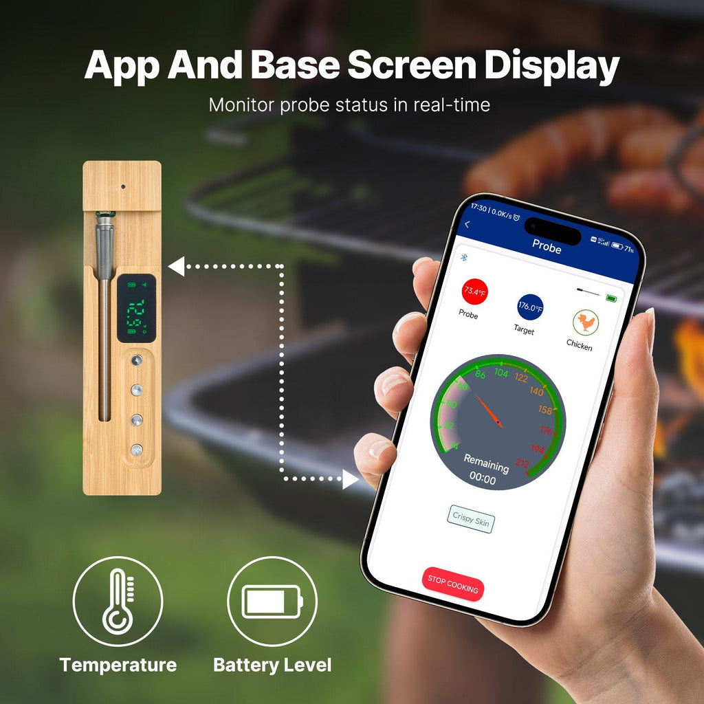Wireless Smart Meat Thermometer — 500ft Bluetooth BBQ Probe for Grill, S... — View 4