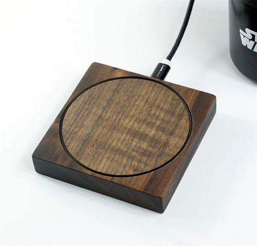 10W Fast Wireless Charger Bamboo Wood Charging Pad Wooden Qi Charging Stand for Smartphones - Damsona