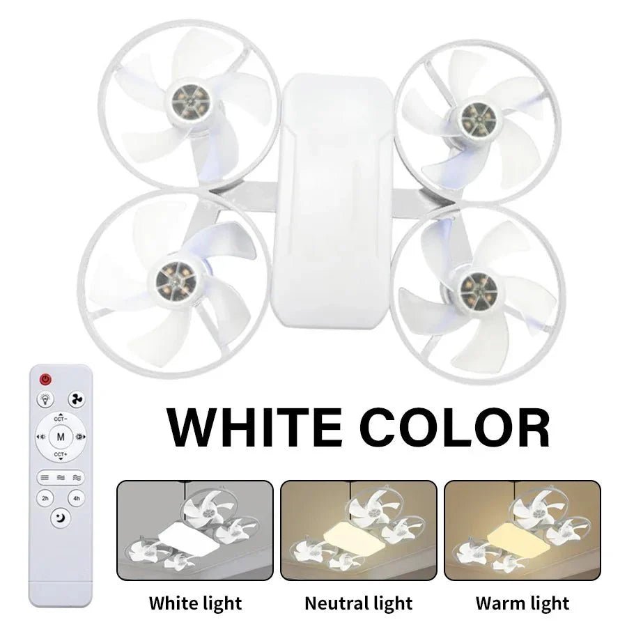 2-in-1 E27 Socket Ceiling Fan Light - 30W Dimmable LED with Remote - 3 Color Temp & 3 Speeds - Screw-in Portable Fan for Bedroom - Damsona