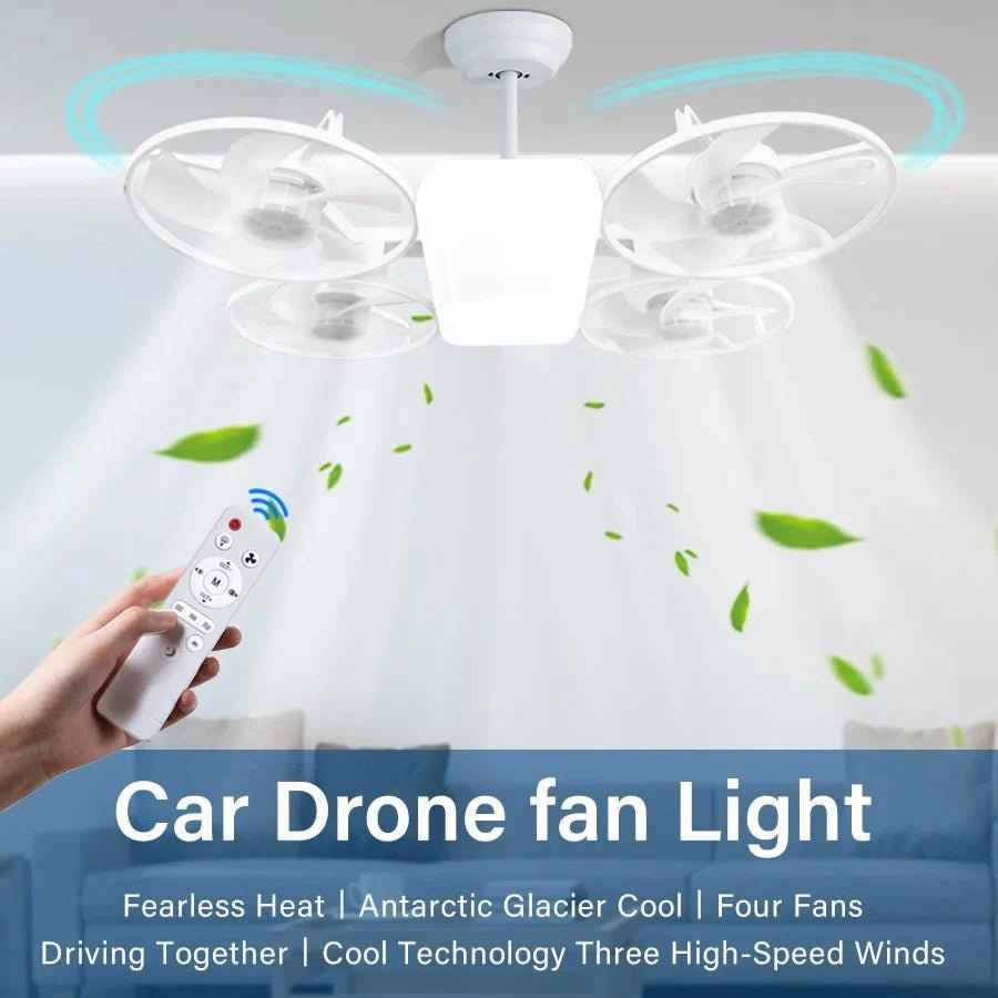 2-in-1 E27 Socket Ceiling Fan Light - 30W Dimmable LED with Remote - 3 Color Temp & 3 Speeds - Screw-in Portable Fan for Bedroom - Damsona