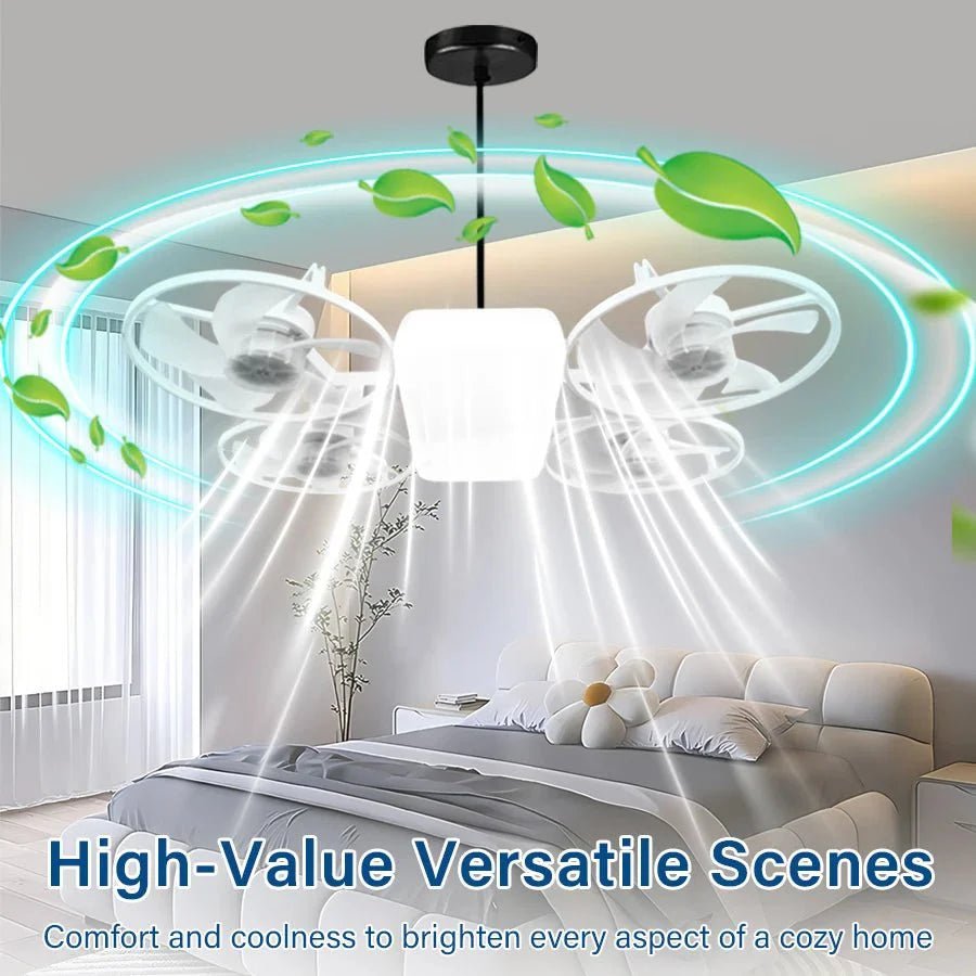 2-in-1 E27 Socket Ceiling Fan Light - 30W Dimmable LED with Remote - 3 Color Temp & 3 Speeds - Screw-in Portable Fan for Bedroom - Damsona