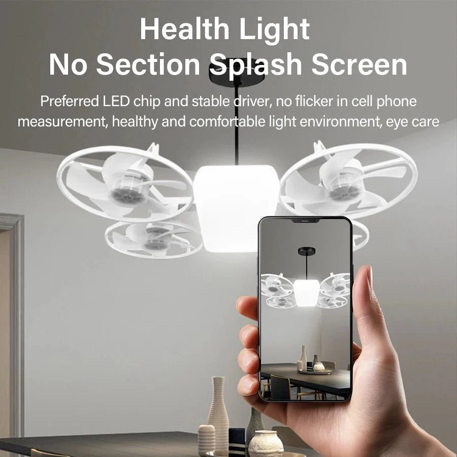 2-in-1 E27 Socket Ceiling Fan Light - 30W Dimmable LED with Remote - 3 Color Temp & 3 Speeds - Screw-in Portable Fan for Bedroom - Damsona
