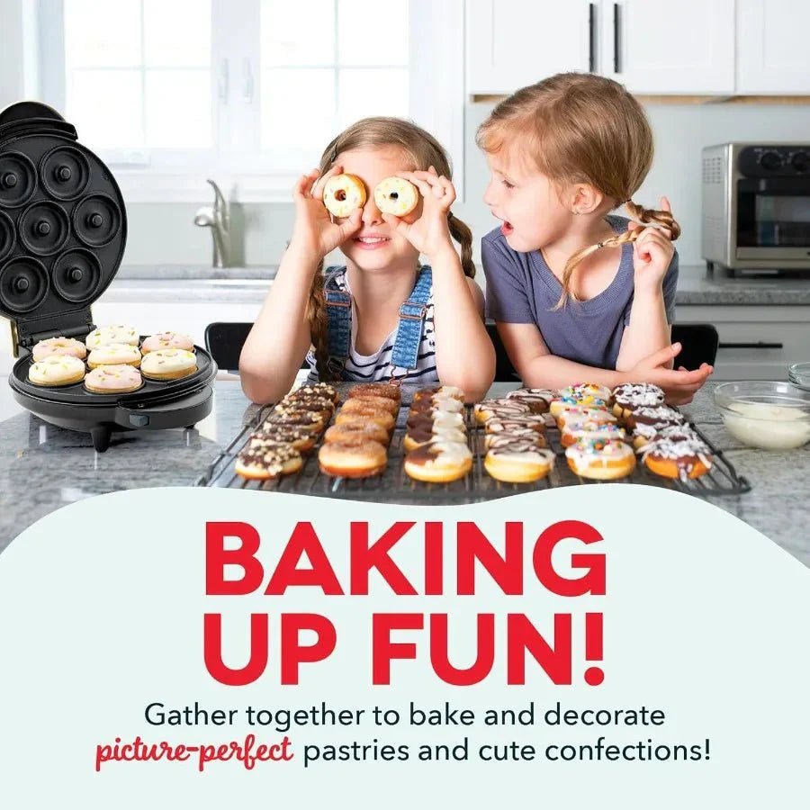 3-in-1 Mini Treat Maker System Donuts Cupcakes Heart Waffles Interchangeable Nonstick Plates 800W Compact - Damsona
