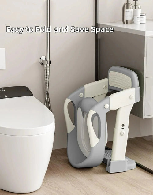 3-in-1 Toddler Potty Training Seat with Steps - Adjustable Toilet Ladder & Step Stool - Soft Non-Slip Cushion & Extended Splash Guard - Damsona