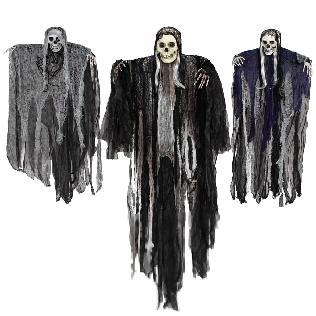 3 Pack Hanging Ghost Skeleton Grim Reaper Halloween Decorations, Scary Outdoor Yard & Indoor Party Décor Set - Damsona
