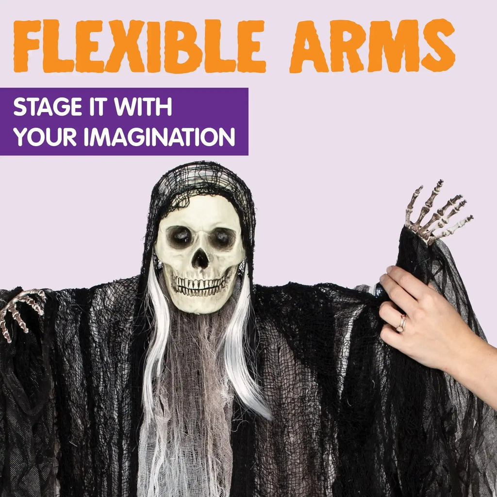 3 Pack Hanging Ghost Skeleton Grim Reaper Halloween Decorations, Scary Outdoor Yard & Indoor Party Décor Set - Damsona