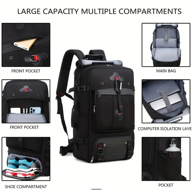 35L Convertible Travel Backpack Duffel – USB Port, Shoe Compartment, 15.6" Laptop Sleeve, Waterproof Carry-On - Damsona