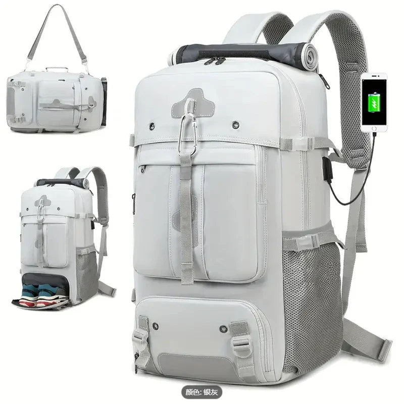 35L Convertible Travel Backpack Duffel – USB Port, Shoe Compartment, 15.6" Laptop Sleeve, Waterproof Carry-On - Damsona