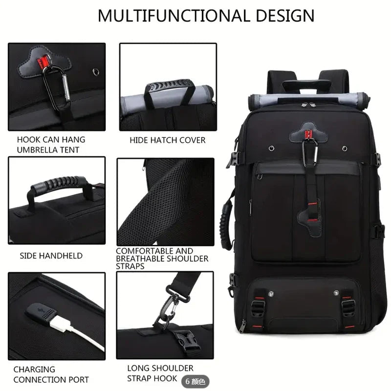 35L Convertible Travel Backpack Duffel – USB Port, Shoe Compartment, 15.6" Laptop Sleeve, Waterproof Carry-On - Damsona