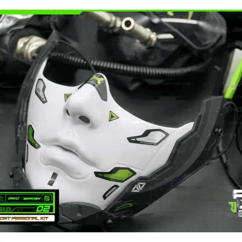 Cyberpunk Half Face Mechanical Mask – Red | Cosplay & Halloween Costume ... — View 11