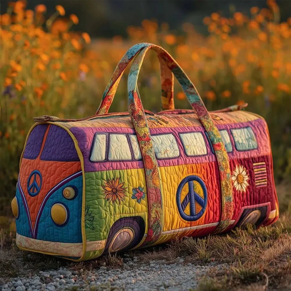 3D Frog Pattern Quilted Duffle Bag – Boho Weekender Travel Bag, Yoga Mat Carrier, Retro Mushroom Print Cotton - Damsona