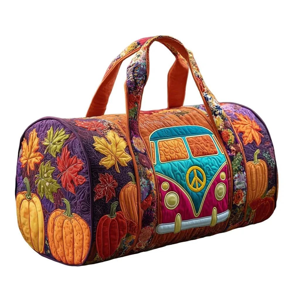 3D Frog Pattern Quilted Duffle Bag – Boho Weekender Travel Bag, Yoga Mat Carrier, Retro Mushroom Print Cotton - Damsona