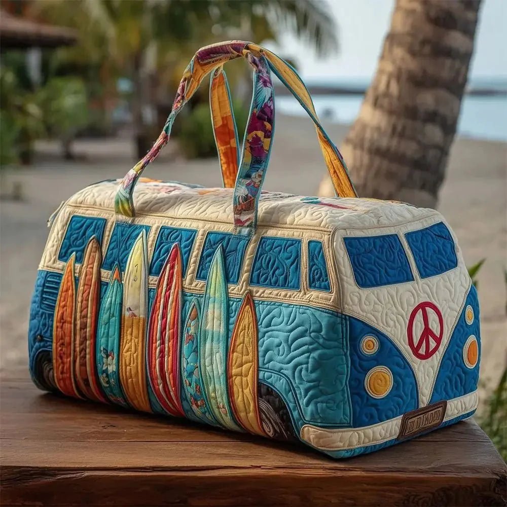 3D Frog Pattern Quilted Duffle Bag – Boho Weekender Travel Bag, Yoga Mat Carrier, Retro Mushroom Print Cotton - Damsona