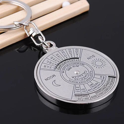 50 Years Perpetual Calendar Silver Alloy Keyring Keychain Key-fob Decoration - Damsona