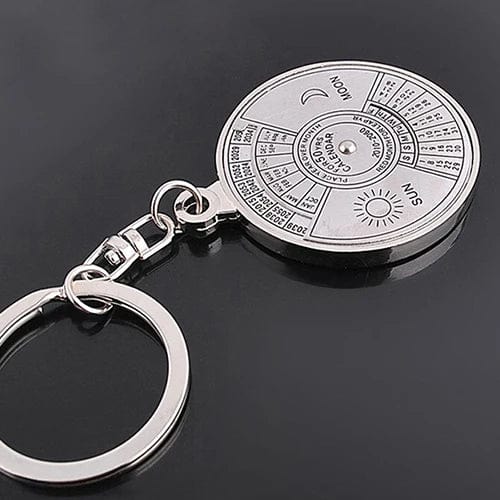 50 Years Perpetual Calendar Silver Alloy Keyring Keychain Key-fob Decoration - Damsona