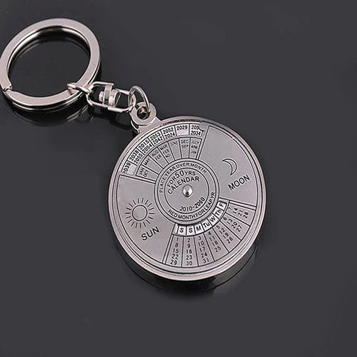 50 Years Perpetual Calendar Silver Alloy Keyring Keychain Key-fob Decoration - Damsona