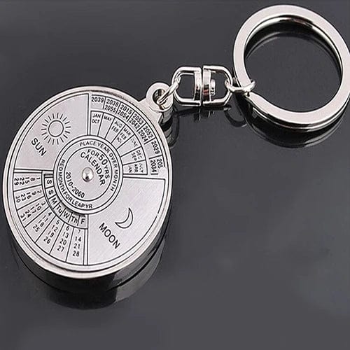 50 Years Perpetual Calendar Silver Alloy Keyring Keychain Key-fob Decoration - Damsona