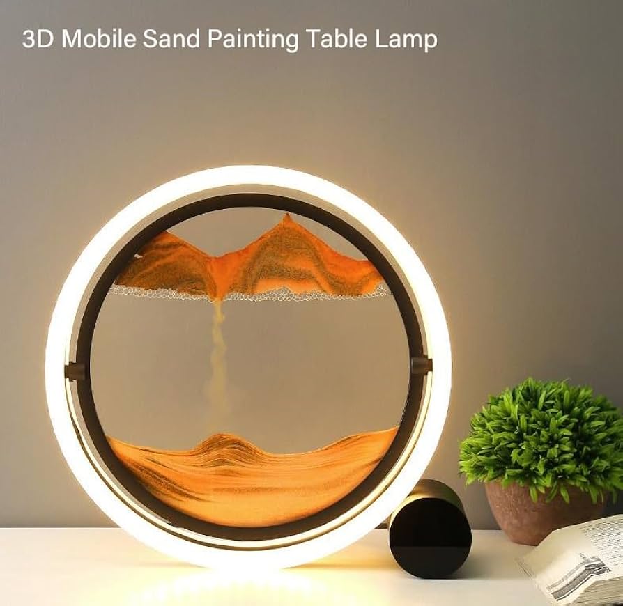 3D rotating sandscape LED lamp moving sand art