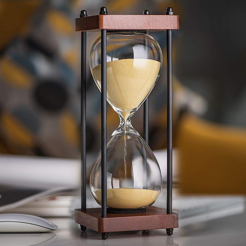 Large hourglass amber sand wooden frame timer