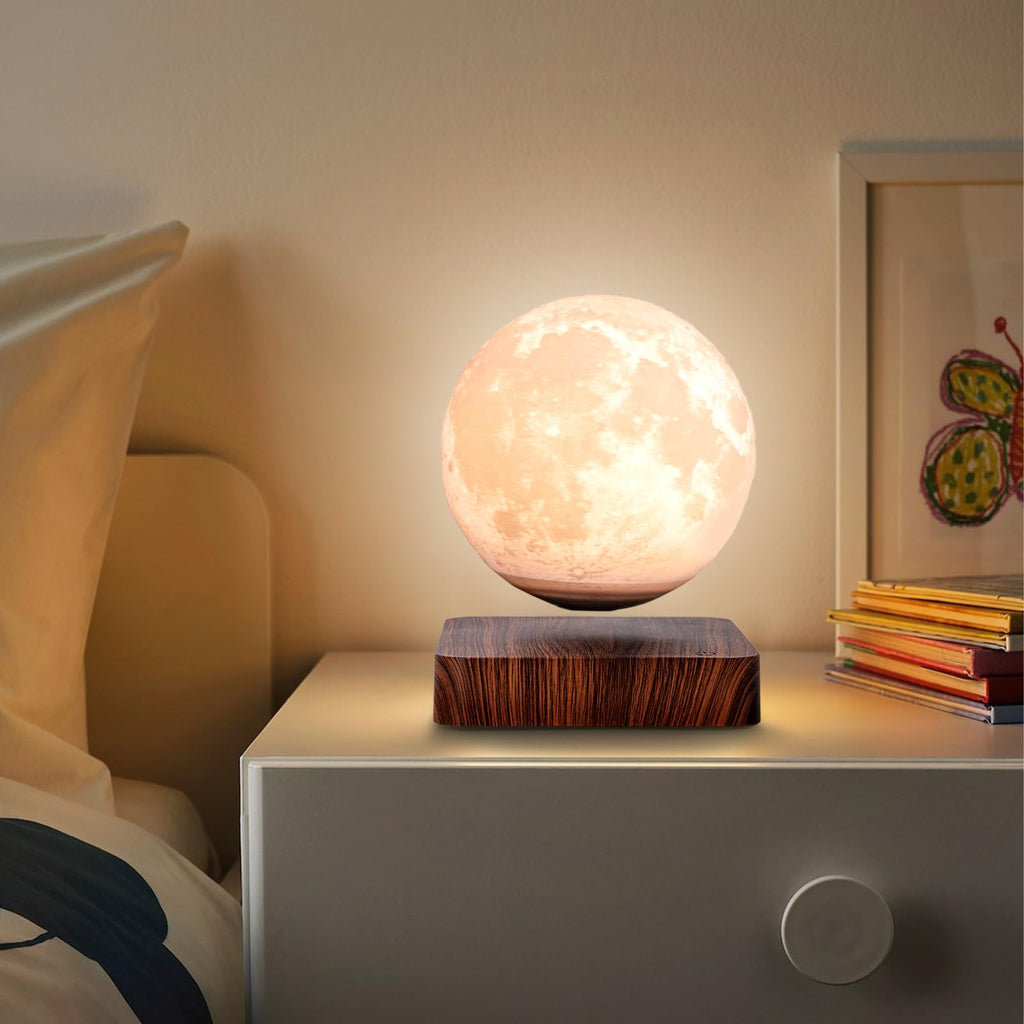 Levitating moon lamp 3D printed lunar surface