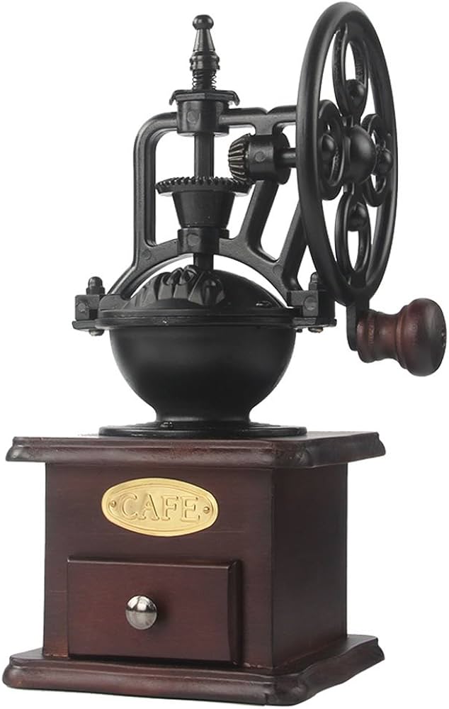 Hand crank coffee grinder with drawer
