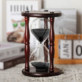 Large wooden hourglass 60 minute black sand timer
