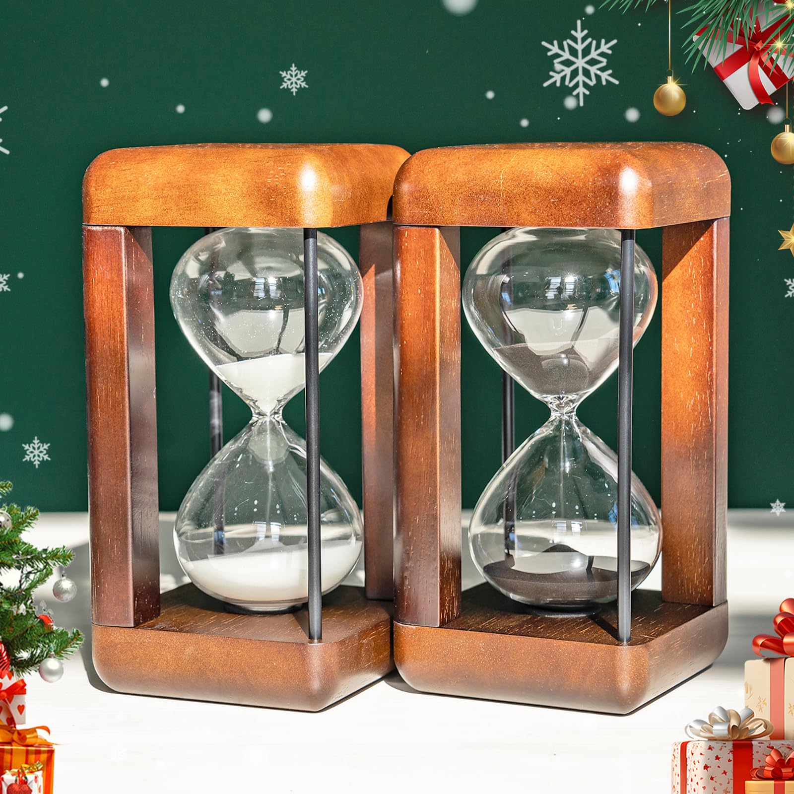Premium walnut hourglass 60 minute sand timer