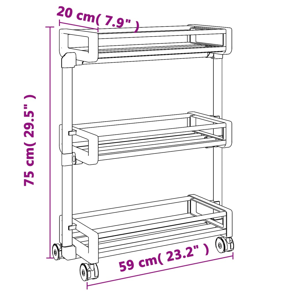 vidaXL Storage Trolley 23.2"x7.9"x29.5" Aluminum - GiftWave.co