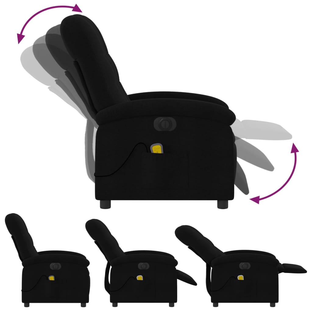 vidaXL Electric Massage Recliner Chair Black Fabric - GiftWave.co
