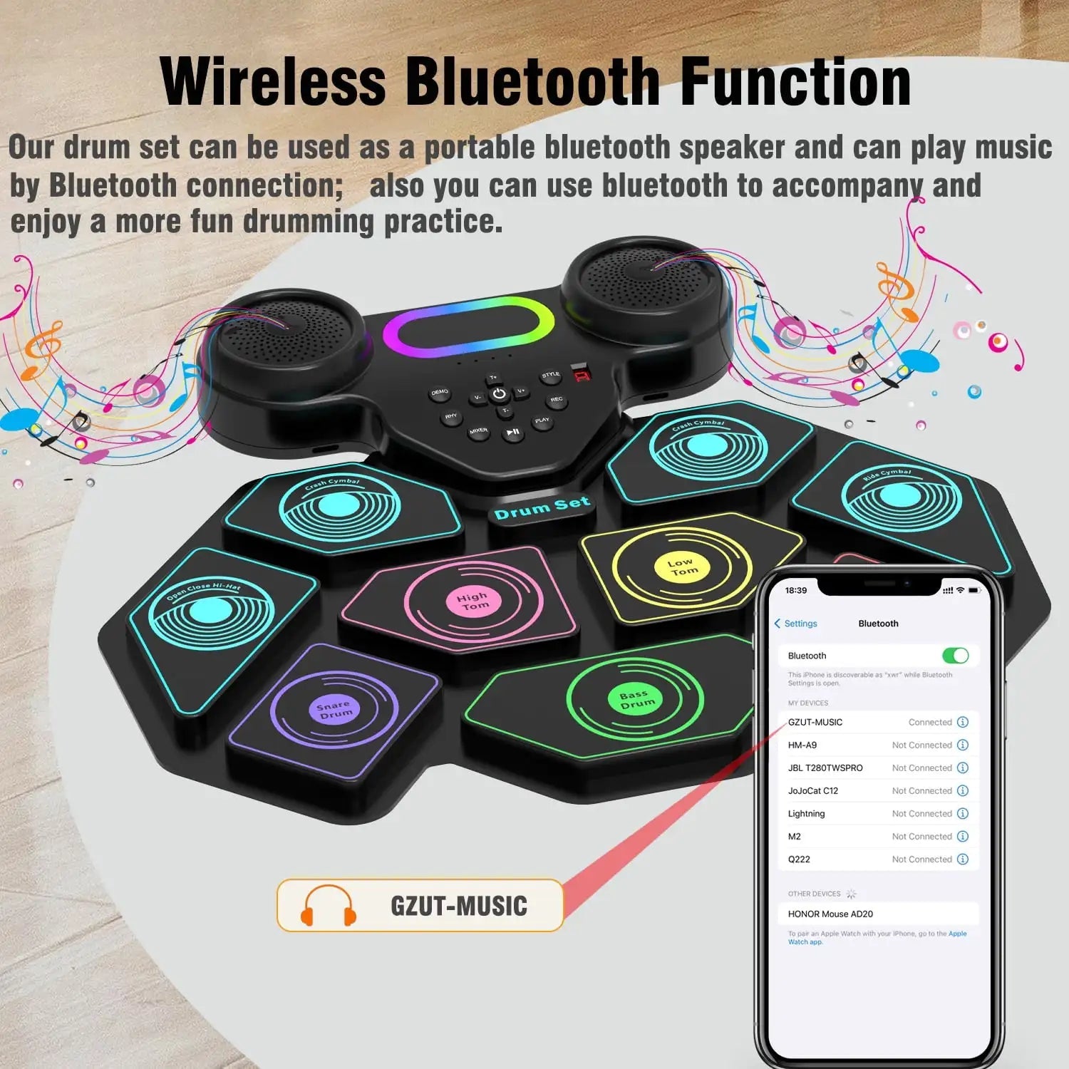9-Pad Portable Smart Electronic Drum Kit - Damsona