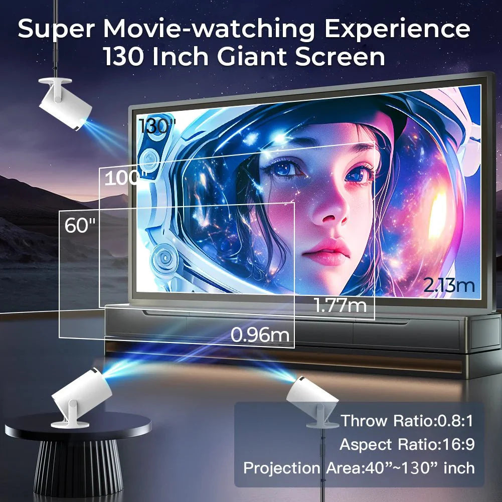 Mini Portable Projector 1080P WiFi Bluetooth Outdoor Movies – Auto Keystone 500 ANSI - GiftWave.co