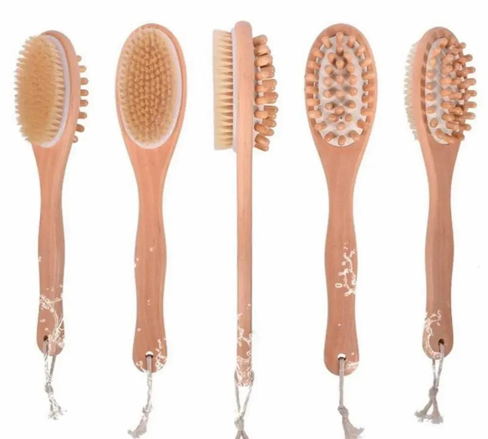 Bath & Body Massage Brush – Long Handle Exfoliating Back Scrubber, Wet &... — Gift Idea
