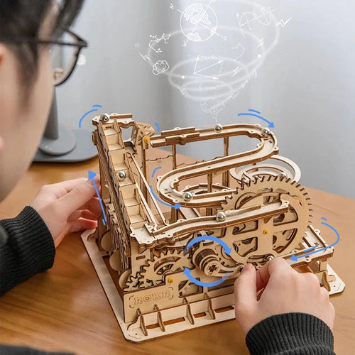 3D Wooden Puzzle Marble Run — DIY Mechanical Model Kit for Adults, Self-... — Gift Idea