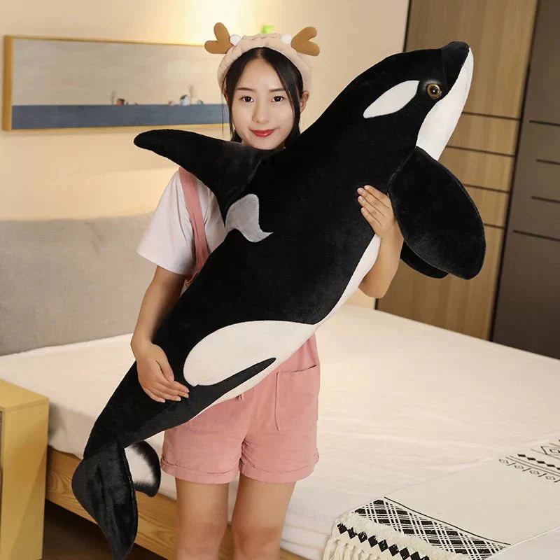 Lifelike Orcinus Orca Black Whale Plush Toy - GiftWave.co