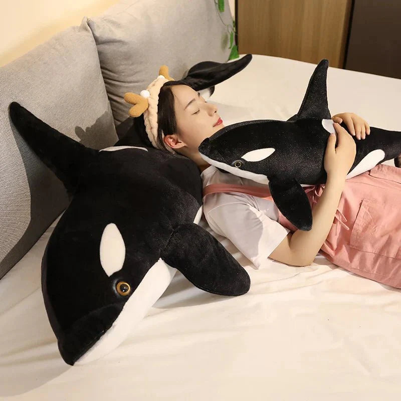 Lifelike Orcinus Orca Black Whale Plush Toy - GiftWave.co
