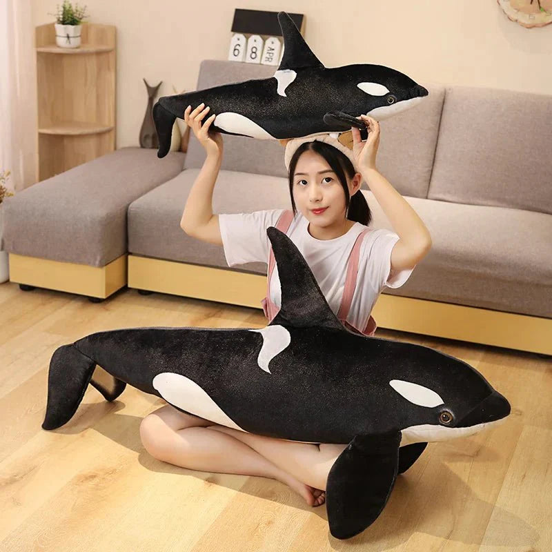 Lifelike Orcinus Orca Black Whale Plush Toy - GiftWave.co
