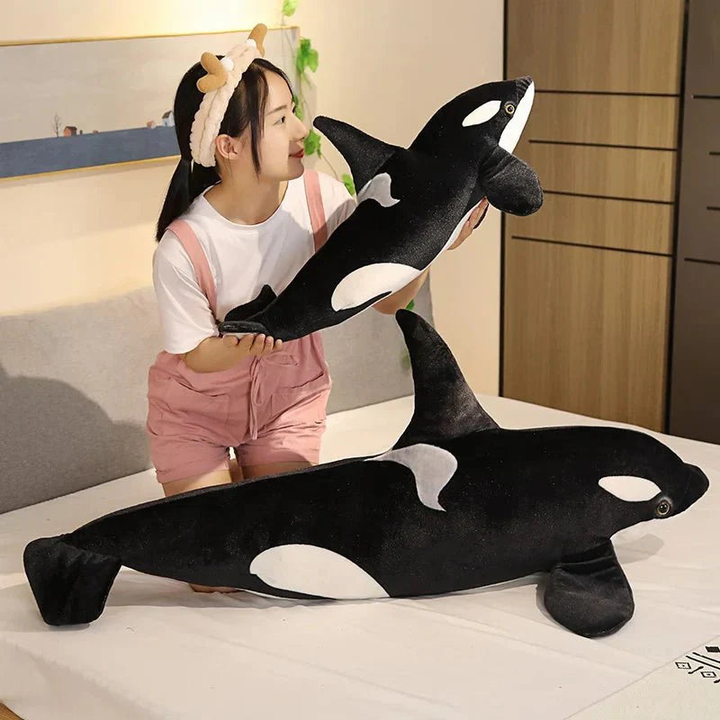 Lifelike Orcinus Orca Black Whale Plush Toy - GiftWave.co