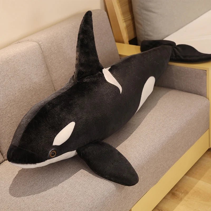 Lifelike Orcinus Orca Black Whale Plush Toy - GiftWave.co