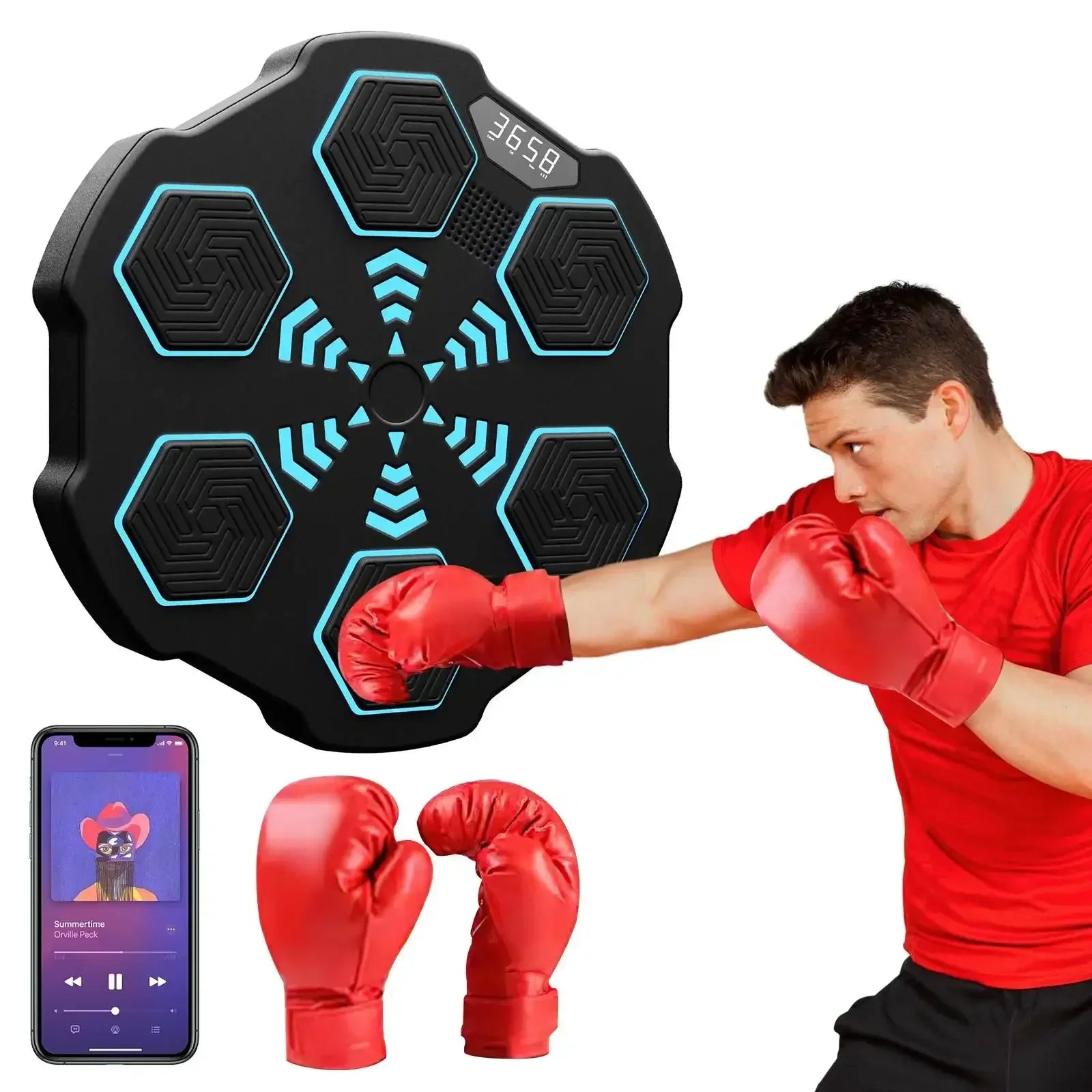 RhythmStrike: LED Music Boxing Machine with Gloves - GiftWave.co