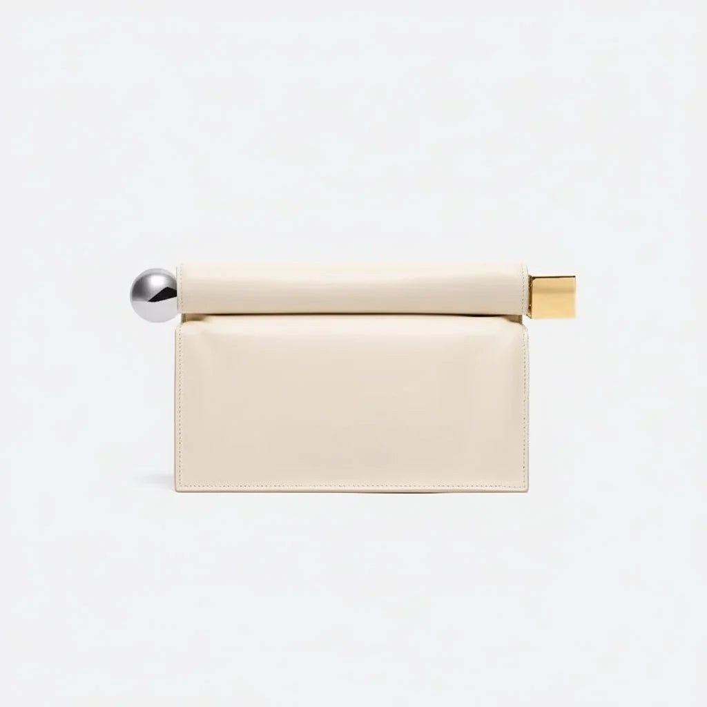 Nappa Leather Roll - Up Clutch Bag – Folding Chain Crossbody, Evening Shoulder Pouch, Designer Women's Party Bag - GiftWave.co