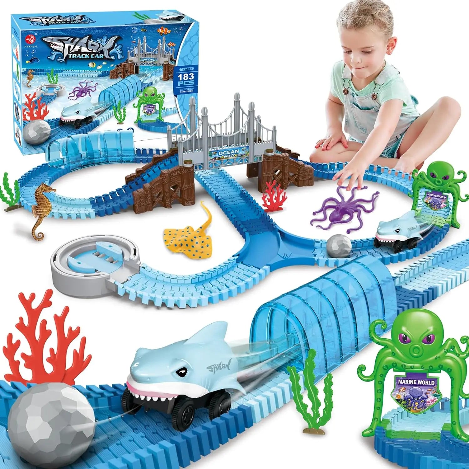 VATOS Ocean Adventure Shark Race Track | Flexible STEM Toy Set for Kids 3+ - GiftWave.co