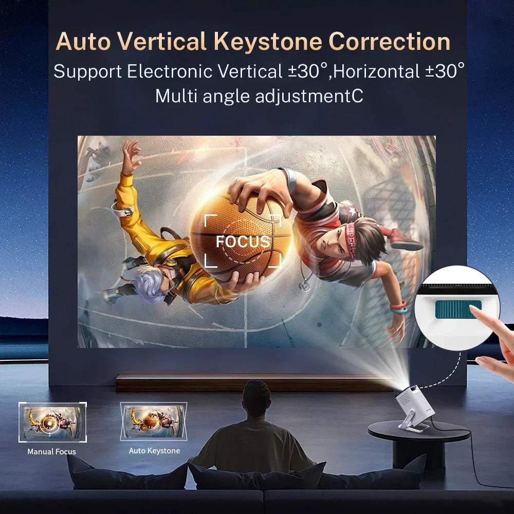 Mini Portable Projector 1080P WiFi Bluetooth, Outdoor Movie Projector Auto Keystone, 180° Rotation - GiftWave.co