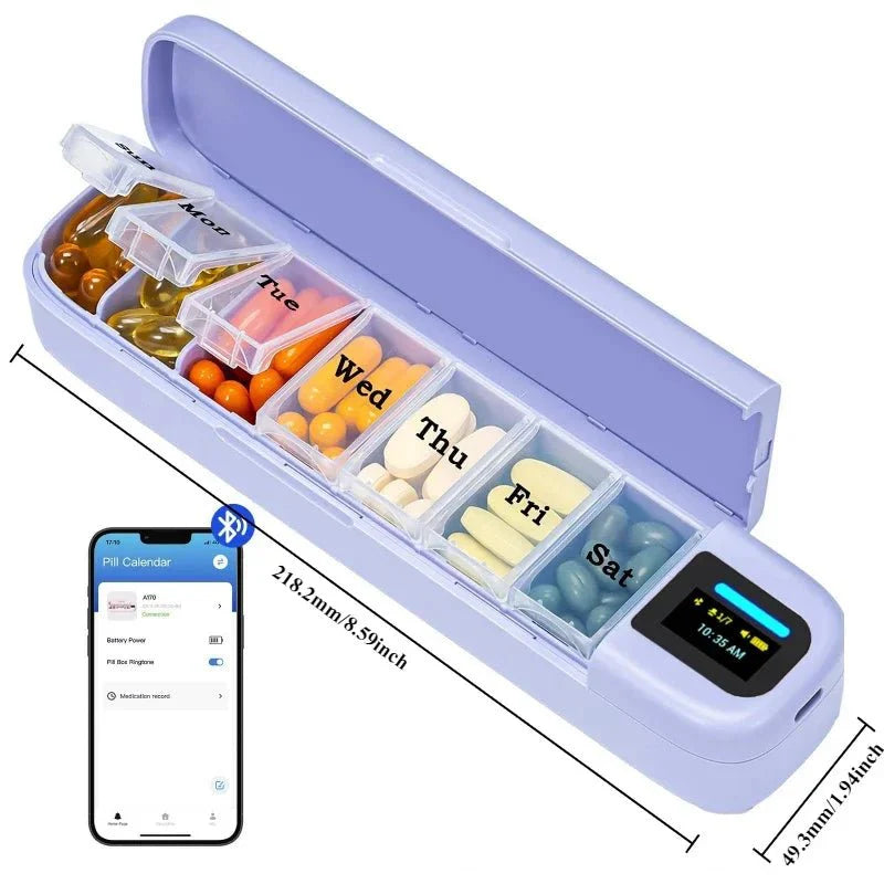 7-Day Smart Pill Box – Bluetooth Medication Organizer, LED Reminder Alar... — View 6