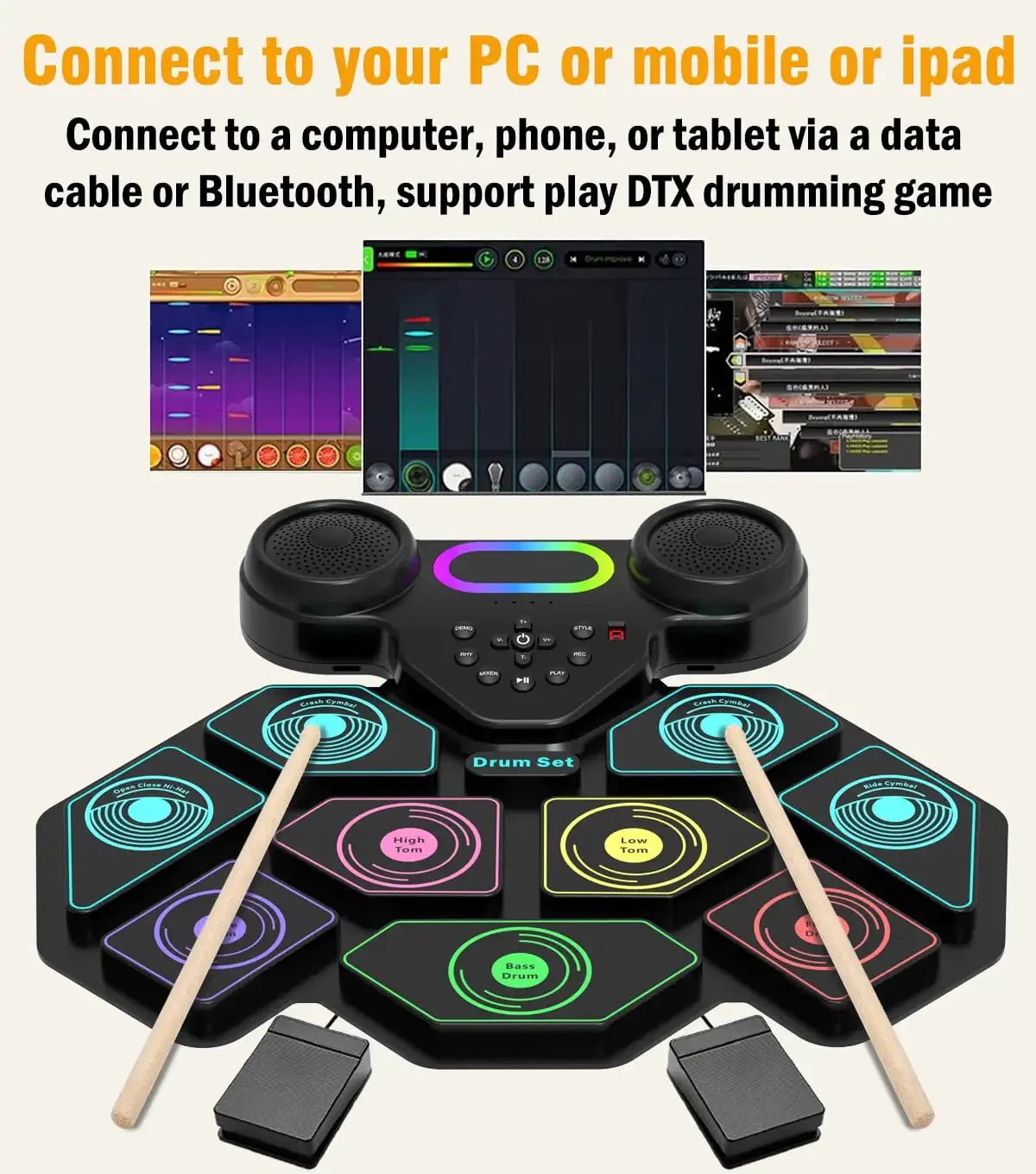9-Pad Portable Smart Electronic Drum Kit — View 5