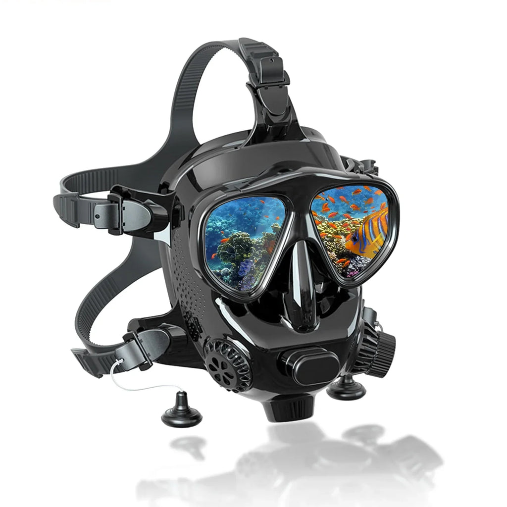 TUDIVING Full Face Diving Mask Dual Snorkel 180° Anti - Fog Camera Mount Mini Tank Compatible Adults - GiftWave.co