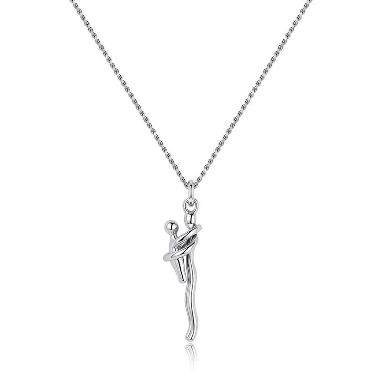 Mother & Child Hugging Pendant Necklace – Stainless Steel Minimalist Mom Charm, Anniversary Jewelry Gift - GiftWave.co