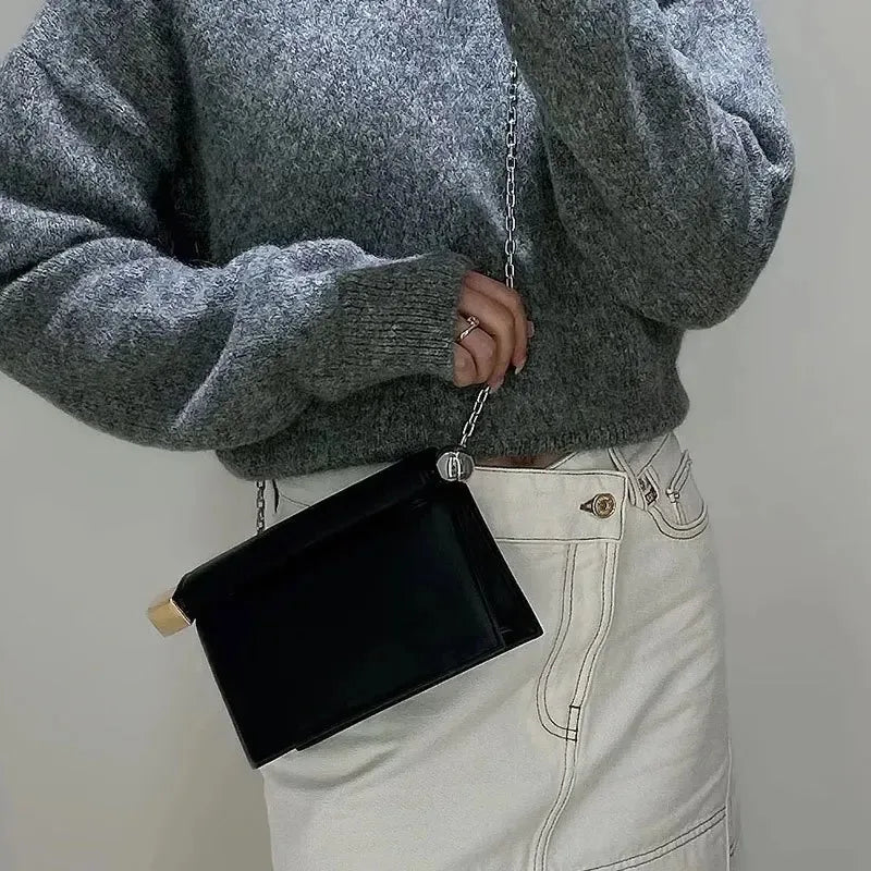 Nappa Leather Roll - Up Clutch Bag – Folding Chain Crossbody, Evening Shoulder Pouch, Designer Women's Party Bag - GiftWave.co