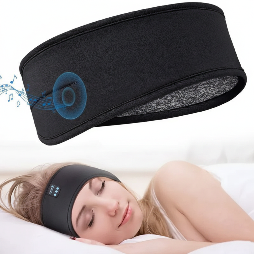 Bluetooth Sleep Headband Wireless Sports Earphones Eye Mask with Built-in Speakers, Travel & Workout Gift